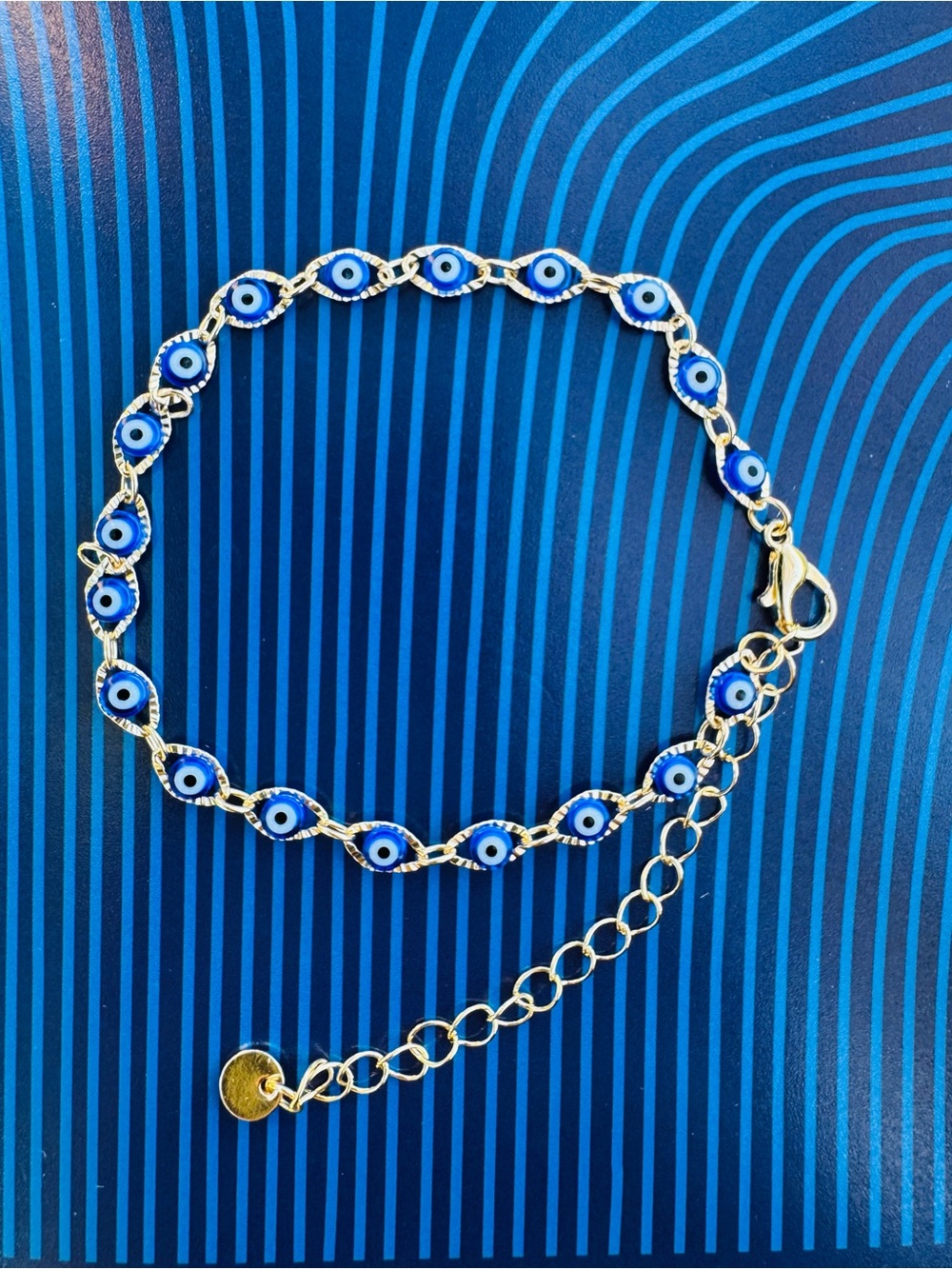 Gold Chain Blue Evil Eye Bracelet